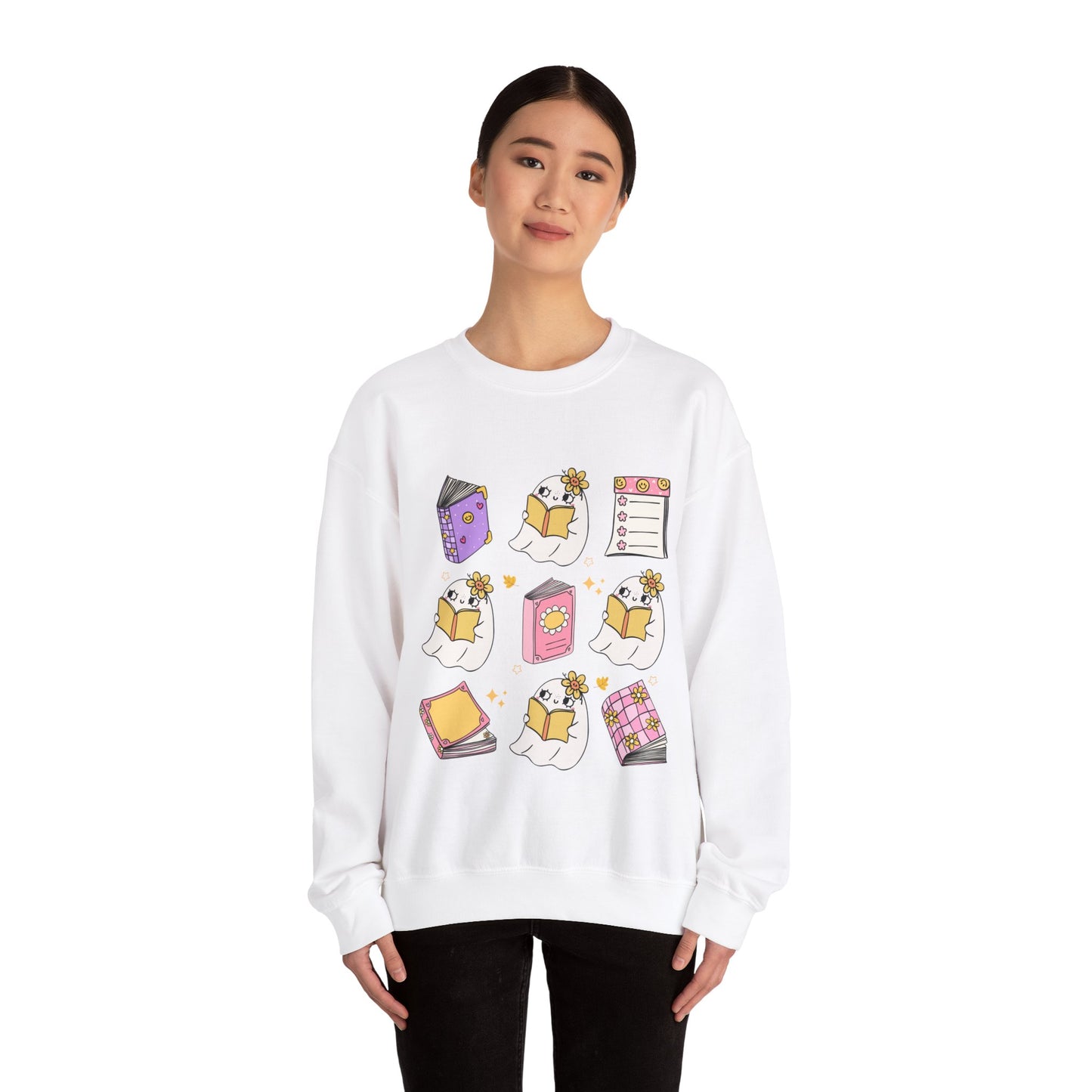 Spooky Bookworm Ghost Crewneck