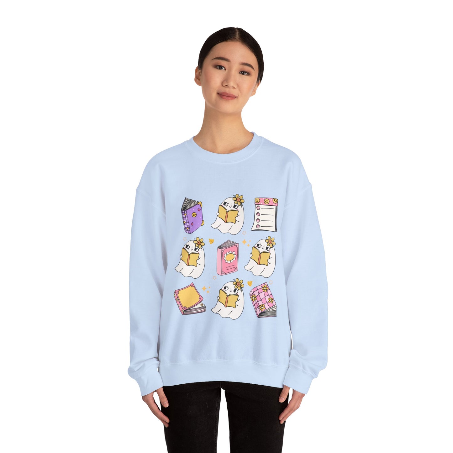 Spooky Bookworm Ghost Crewneck