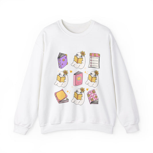 Spooky Bookworm Ghost Crewneck