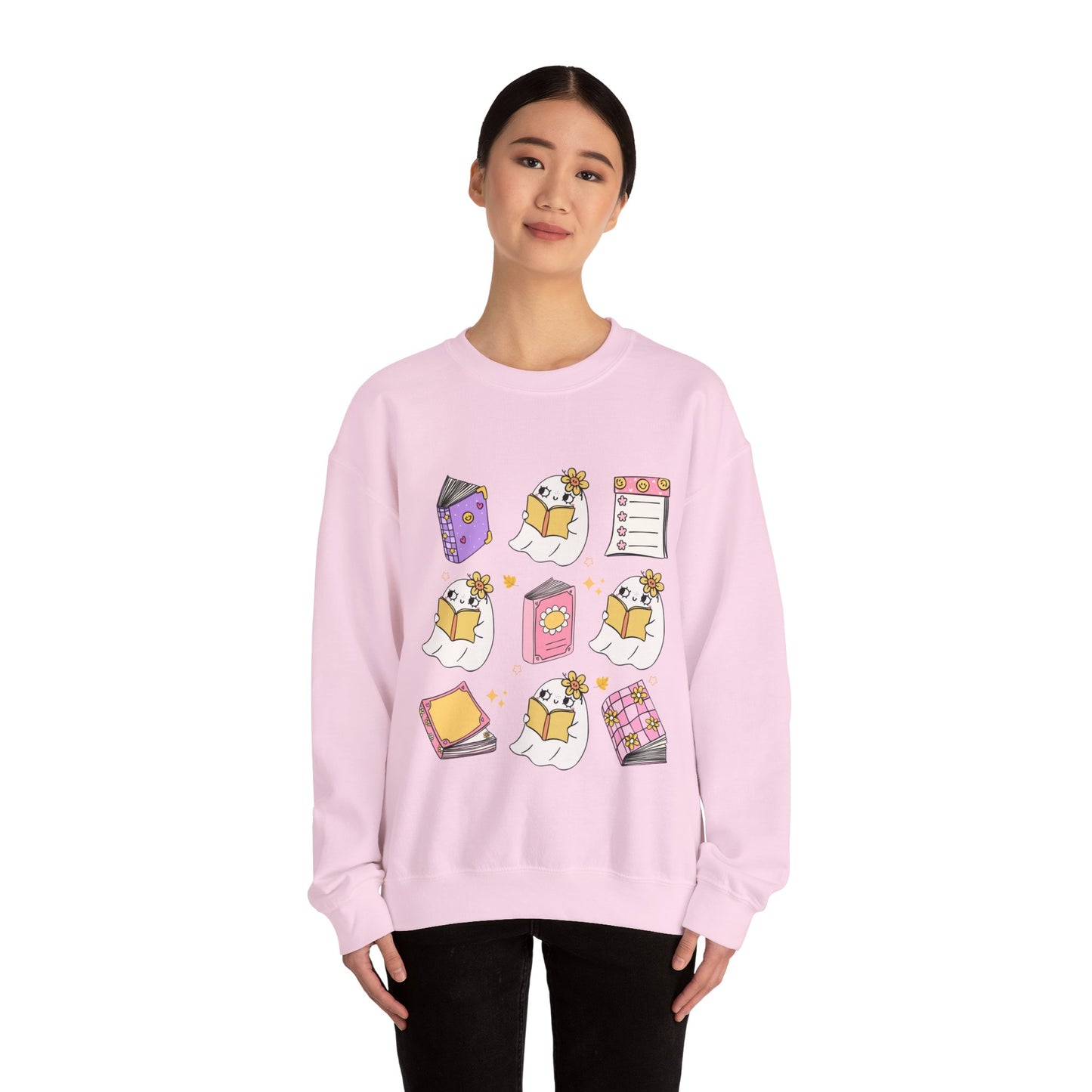 Spooky Bookworm Ghost Crewneck